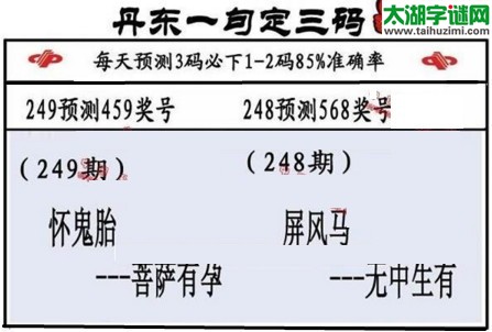 3d第2017249期丹东一句定三码