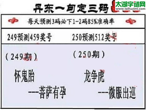 3d第2017250期丹东一句定三码