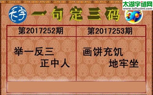 3d253期：天宇一句定三码+胆码图