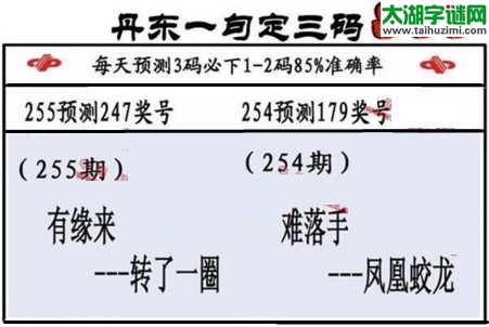 3d第2017255期丹东一句定三码