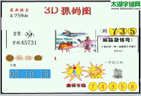 3d259期：红五图库总汇（一句定三码）