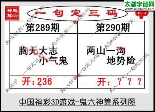 鬼六神算胆码图-17290期