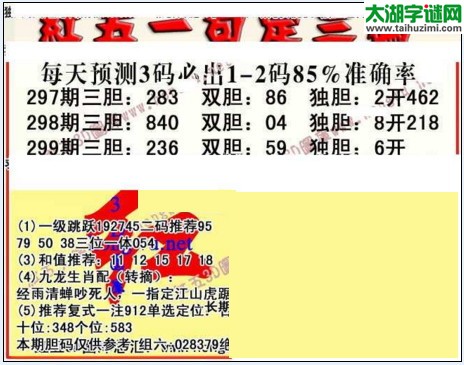 3d299期：红五图库总汇（一句定三码）