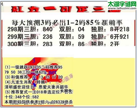 3d300期：红五图库总汇（一句定三码）