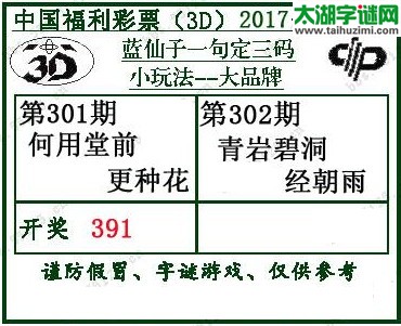 蓝仙子一句定三码17302期