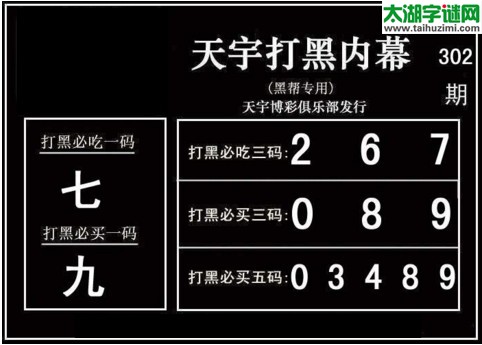 3d302期：天宇一句定三码+胆码图