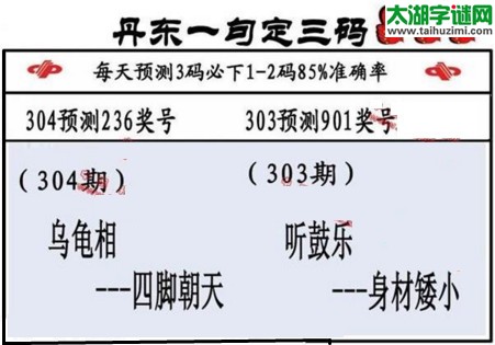 3d第2017304期丹东一句定三码