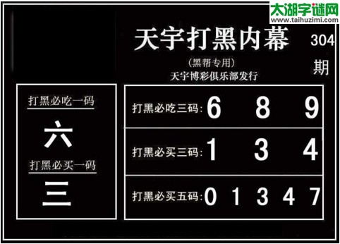 3d304期：天宇一句定三码+胆码图