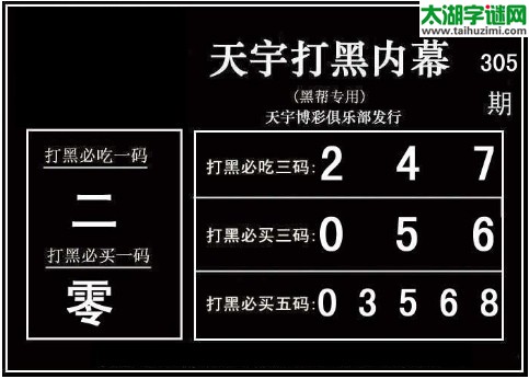 3d305期：天宇一句定三码+胆码图