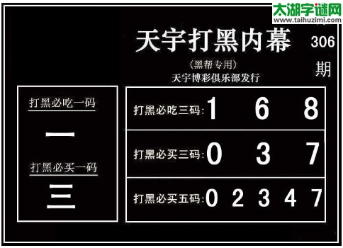 3d306期：天宇一句定三码+胆码图