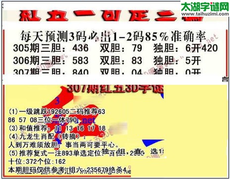 3d307期：红五图库总汇（一句定三码）