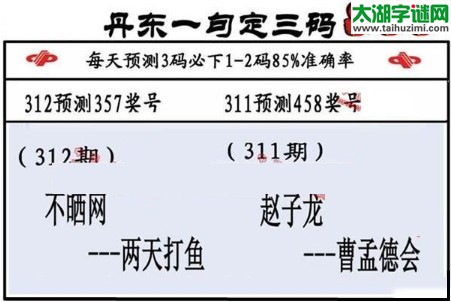 3d第2017312期丹东一句定三码