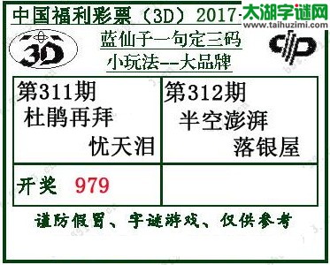 蓝仙子一句定三码17312期