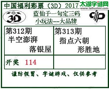 蓝仙子一句定三码17313期