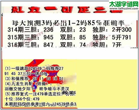 3d316期：红五图库总汇（一句定三码）