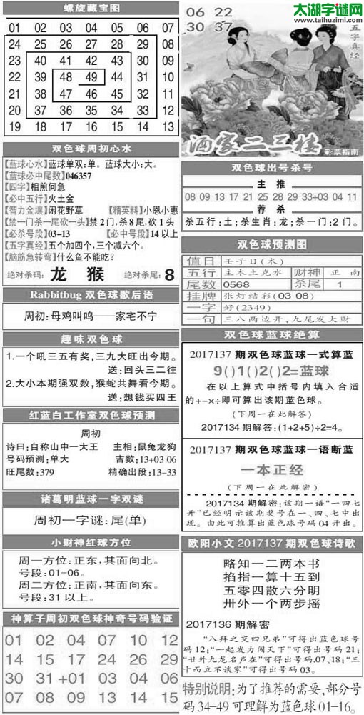 双色球2017137期：彩票指南电子报