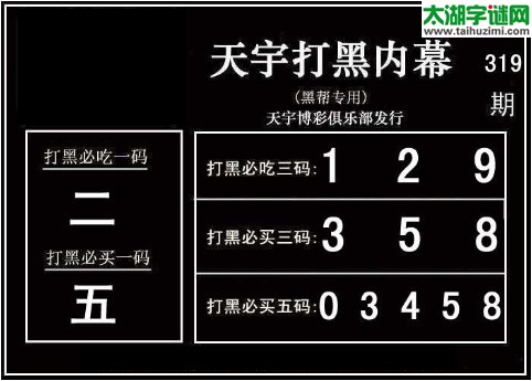 3d319期：天宇一句定三码+胆码图