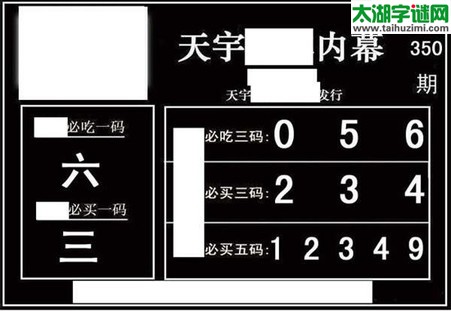 3d350期：天宇一句定三码+胆码图