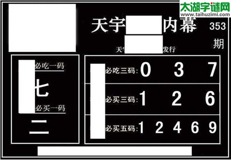 3d353期：天宇一句定三码+胆码图