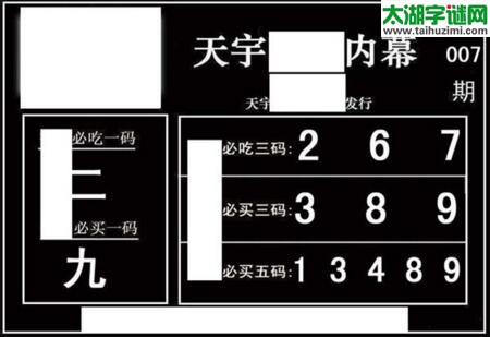 3d007期：天宇一句定三码+胆码图