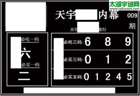 3d009期：天宇一句定三码+胆码图