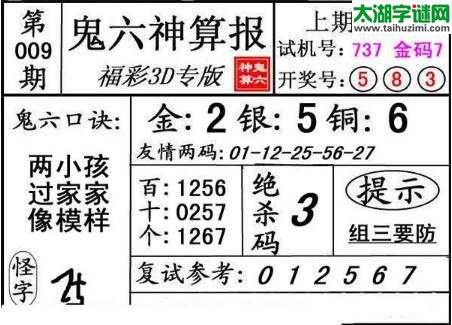 鬼六神算胆码图-18009期