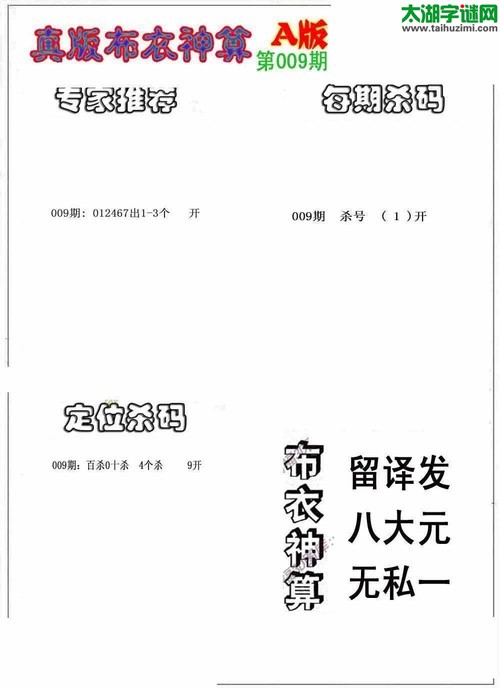 福彩3d布衣神算AB版-18009期