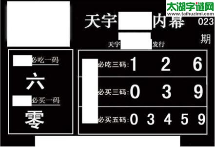 3d023期：天宇一句定三码+胆码图