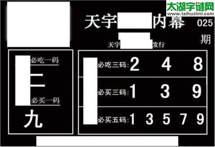 3d025期：天宇一句定三码+胆码图