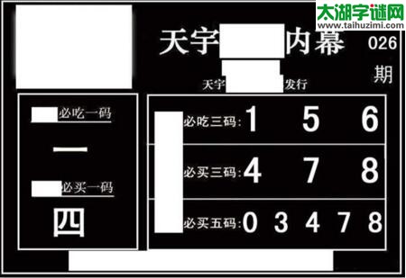 3d026期：天宇一句定三码+胆码图