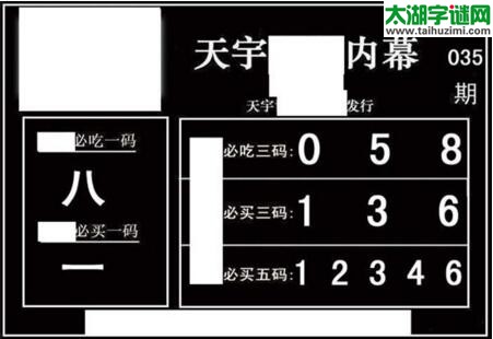 3d035期：天宇一句定三码+胆码图