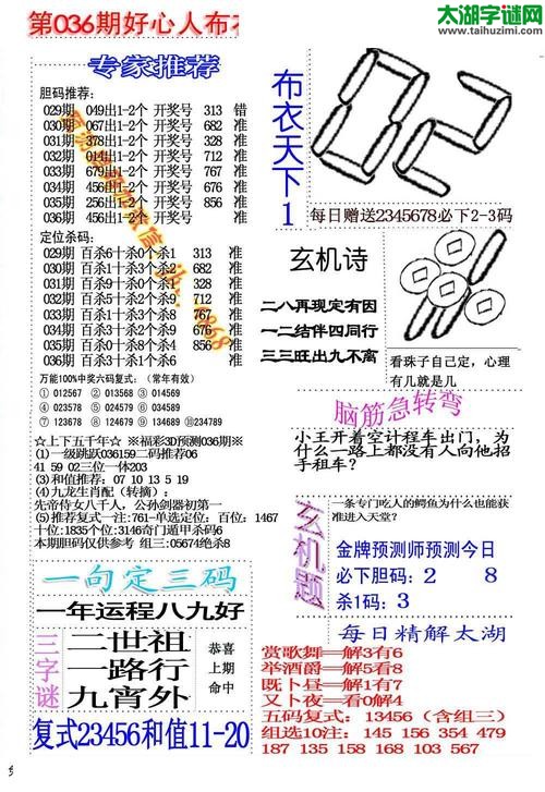 福彩3d好心人布衣-18036期