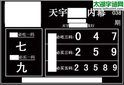 3d038期：天宇一句定三码+胆码图