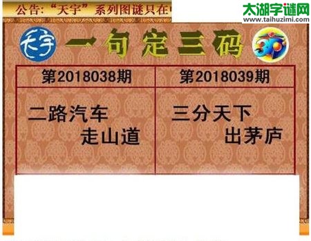 3d039期：天宇一句定三码+胆码图