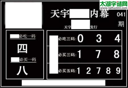 3d041期：天宇一句定三码+胆码图
