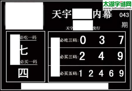 3d043期：天宇一句定三码+胆码图