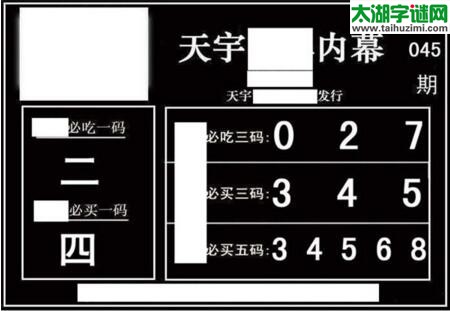 3d045期：天宇一句定三码+胆码图