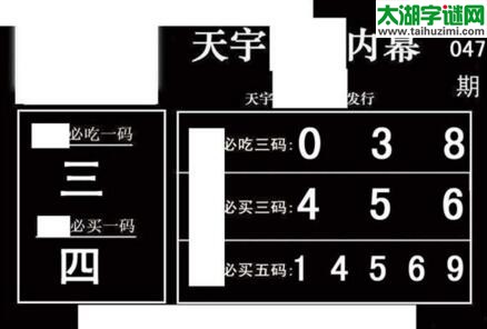 3d047期：天宇一句定三码+胆码图
