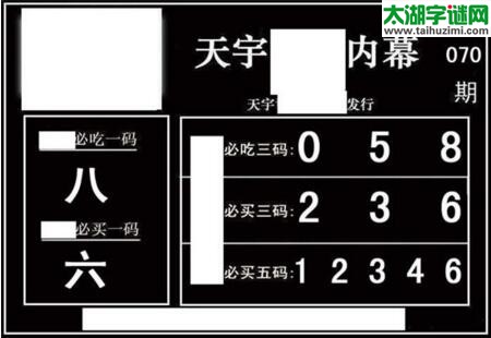 3d070期：天宇一句定三码+胆码图