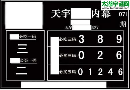 3d071期：天宇一句定三码+胆码图