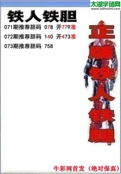 3d073期：铁人铁胆推荐胆码图