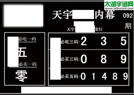 3d092期：天宇一句定三码+胆码图