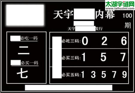 3d100期：天宇一句定三码+胆码图