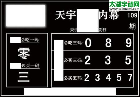 3d109期：天宇一句定三码+胆码图