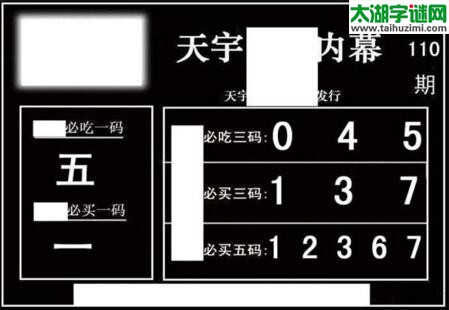 3d110期：天宇一句定三码+胆码图