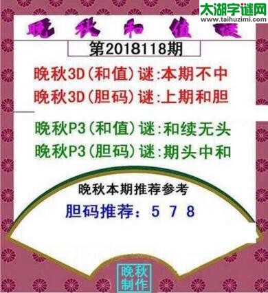 福彩3d晚秋和值谜18118期