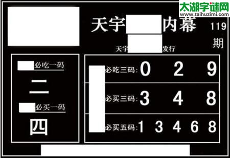 3d119期：天宇一句定三码+胆码图