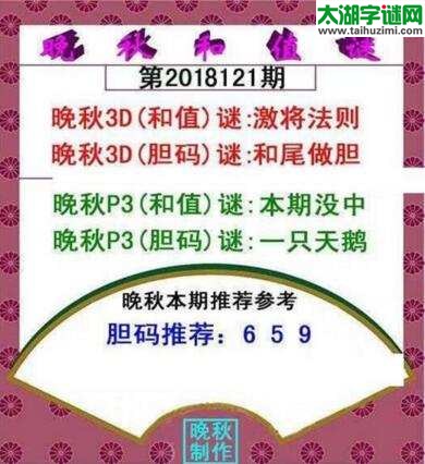 福彩3d晚秋和值谜18121期