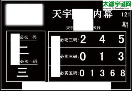 3d121期：天宇一句定三码+胆码图