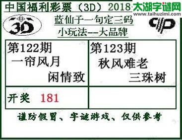 蓝仙子一句定三码18123期